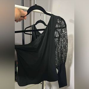 G&M Boutique➰ One Shoulder, Black Mesh Top.
